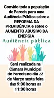 Audiência Publica sobre a Reforma da Previdência e Aumento Abusivo da Energia